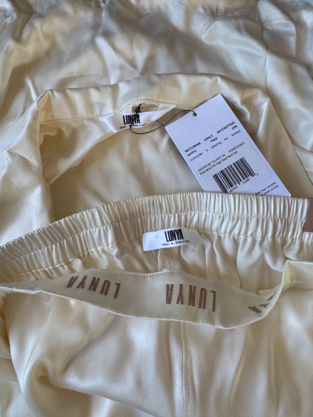 LUNYA BNWT Washable Silk High Rise Pant Set in Tranquil White Size M - Picture 9 of 9